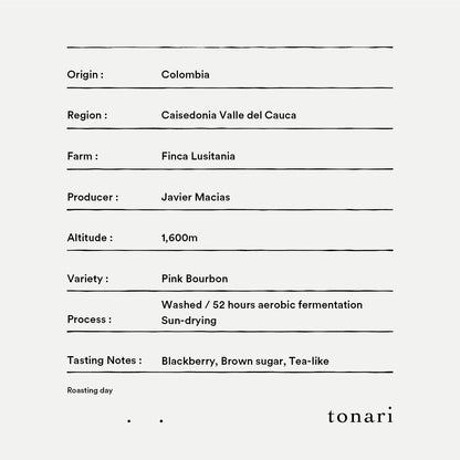 【Colombia】Finca Lusitania / Pink bourbon / Washed