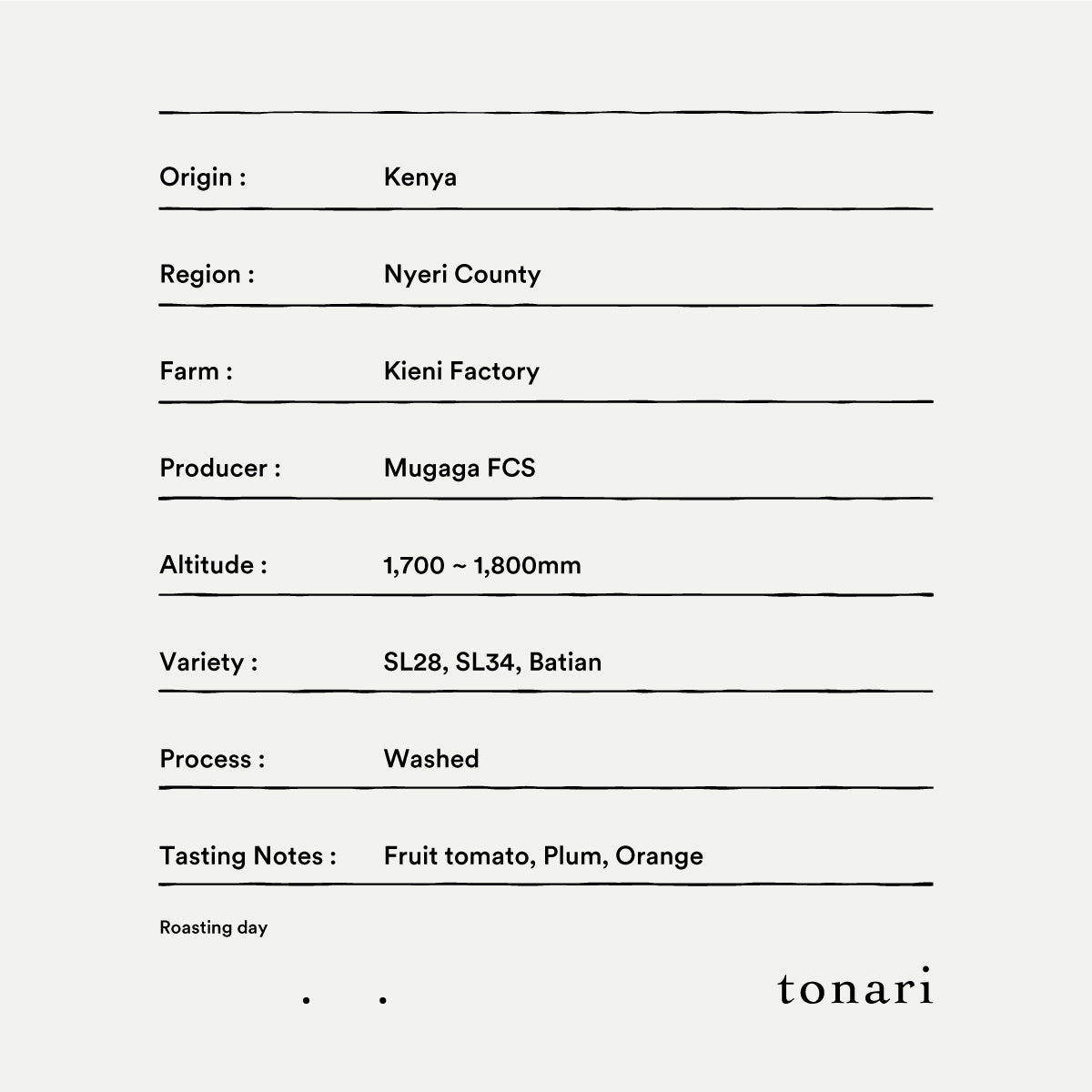 [Kenya] Kieni / SL28, SL34, Batian / Washed